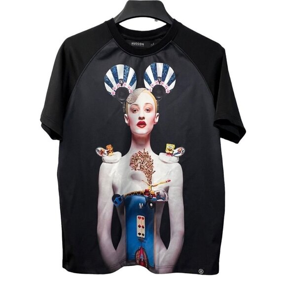 Hudson Outerwear Men's Pullover Shirt Black Graphic Short Sleeve Crew Neck Large - Picture 1 of 12